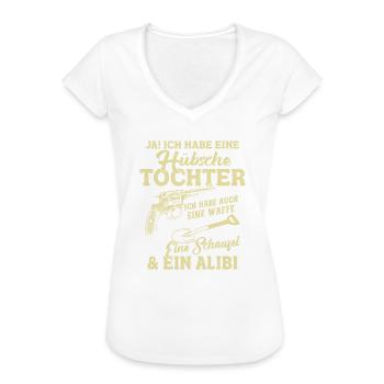 Ich habe eine hübsche Tochter Vater Geschenk - Frauen Vintage T-Shirt - Schwarz - Vorne - Danielle (179cm)