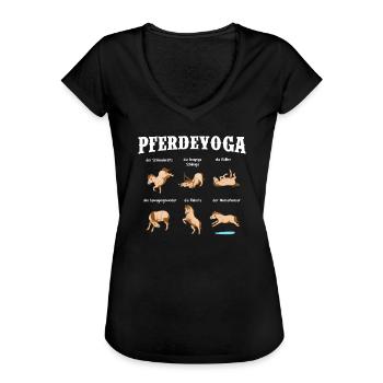 Pferdeyoga Yoga Pferde Reiter - Frauen Vintage T-Shirt - Schwarz - Vorne - Danielle (179cm)