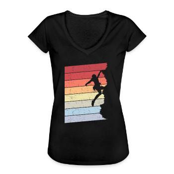 Klettern Vintage Kletterer - Frauen Vintage T-Shirt - Schwarz - Vorne - Danielle (179cm)