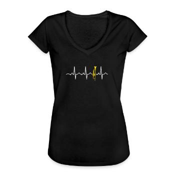 Herzlinie EKG Trompete - Frauen Vintage T-Shirt - Schwarz - Vorne