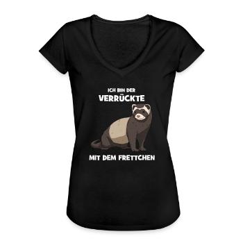 Ich bin der Verrückte mit dem Frettchen Haustier - Frauen Vintage T-Shirt - Schwarz - Vorne - Danielle (179cm)