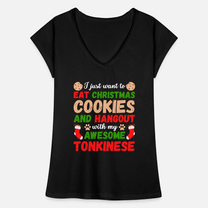 Biscuits de Noël Tonkanese Cat T-shirt vintage Femme