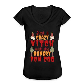 Zwergspitz Halloween Costume Chien Dicton - T-shirt vintage Femme - noir - Devant - Danielle (179cm)