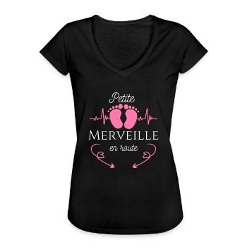 Annonce grossesse it's a girl cadeau future maman - T-shirt vintage Femme - noir - Devant