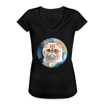 Exotic Shorthair Cat - Women's Vintage T-Shirt - black - Front - Danielle (179cm)