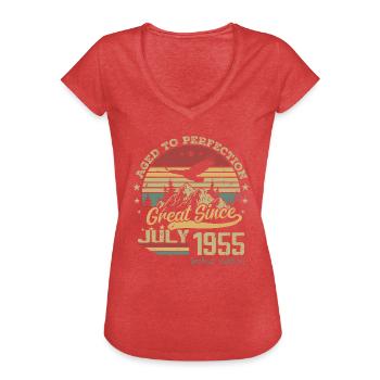 69 years old Aged to perfection born in July 1955 - Women's Vintage T-Shirt - heather red - Front - Danielle (179cm)