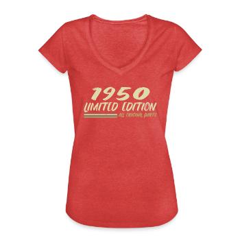 1950er Geburtstagsgeschenkidee 1950er Jahre - Frauen Vintage T-Shirt - Rot meliert - Vorne - Danielle (179cm)