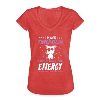 La fibromyalgie et le plaisir des amoureux des chats - T-shirt vintage Femme - rouge chiné - Devant - Danielle (179cm)