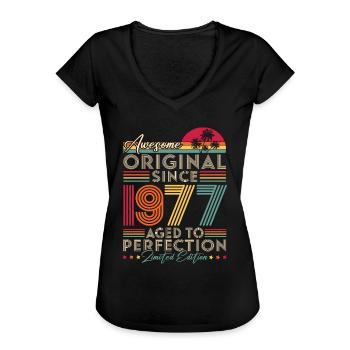 1977 Vintage Original Retro Geburtstagsgeschenk - Frauen Vintage T-Shirt - Schwarz - Vorne - Danielle (179cm)