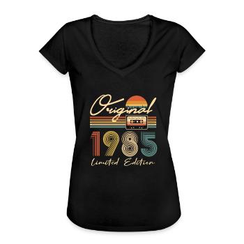 Anniversaire 40 Ans Original 1985 Cadeau Fête - T-shirt vintage Femme - noir - Devant - Danielle (179cm)