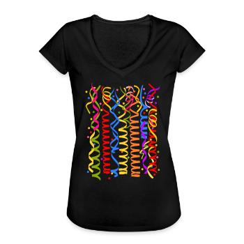 Karneval Fasching Kostüm Silvester Luftschlangen - Frauen Vintage T-Shirt - Schwarz - Vorne - Danielle (179cm)