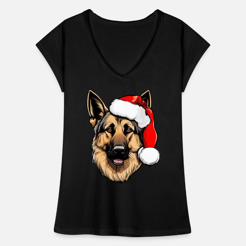 German Shepherd Beanie Christmas Women's Vintage T-Shirt