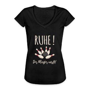 Ruhe! Der Meister wirft! Bowling T-Shirt Geschenk - Frauen Vintage T-Shirt - Schwarz - Vorne - Danielle (179cm)