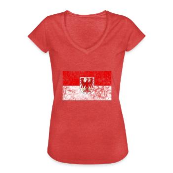 Drapeau de Brandebourg - T-shirt vintage Femme - rouge chiné - Devant - Danielle (179cm)