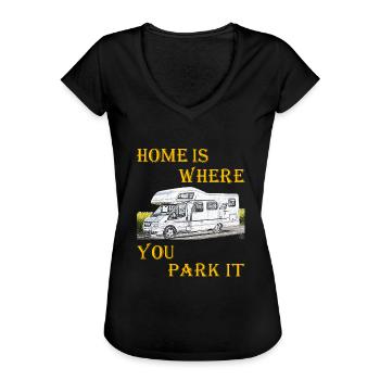 Home is where you park it 2 - T-shirt vintage Femme - noir - Devant - Danielle (179cm)