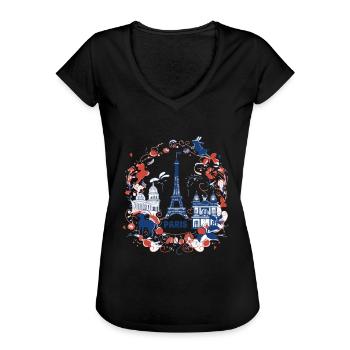 PARIS capitale - T-shirt vintage Femme - noir - Devant - Danielle (179cm)