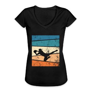Torwart Sport Hobby Retro Torhüter - Frauen Vintage T-Shirt - Schwarz - Vorne