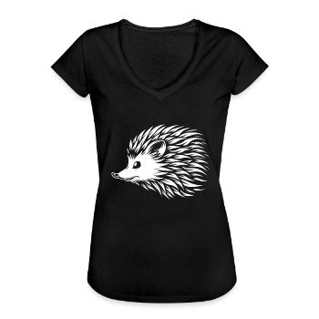 Igel - Frauen Vintage T-Shirt - Schwarz - Vorne