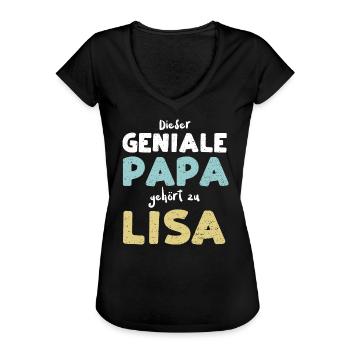 Dieser Geniale Papa Gehört Zu Lisa - Frauen Vintage T-Shirt - Schwarz - Vorne - Danielle (179cm)