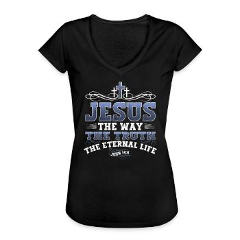 Jesus Christus Bibelvers Weg Wahrheit Leben Christ - Frauen Vintage T-Shirt - Schwarz - Vorne