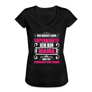 Ich bin Mama ohne Superkräfte Frauen Geburtstag - Frauen Vintage T-Shirt - Schwarz - Vorne