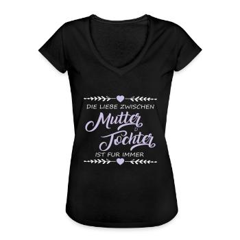 Liebe zwischen Mutter und Tochter - Geschenk - Frauen Vintage T-Shirt - Schwarz - Vorne - Danielle (179cm)