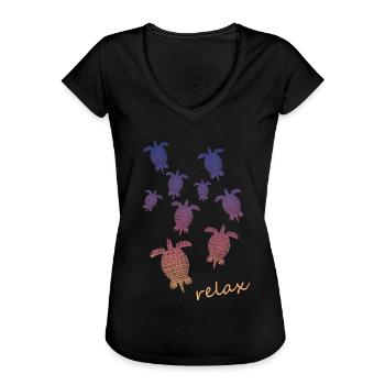 Schildkröten - Frauen Vintage T-Shirt - Schwarz - Vorne - Danielle (179cm)