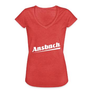 Ansbach - Textdesign mit Stadtnamen - Frauen Vintage T-Shirt - Rot meliert - Vorne - Danielle (179cm)