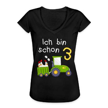 3. Geburtstag Landwirt 3 Jahre Kinder - Frauen Vintage T-Shirt - Schwarz - Vorne