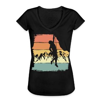 Klettern retro vintage - Frauen Vintage T-Shirt - Schwarz - Vorne