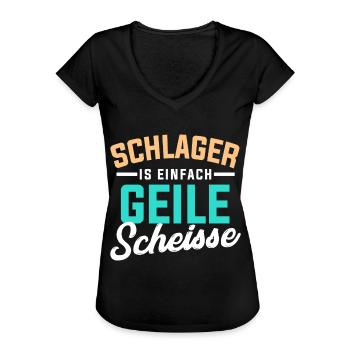 Schlager - Frauen Vintage T-Shirt - Schwarz - Vorne - Danielle (179cm)