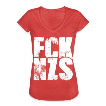 Droits de l'homme Droits de l'homme contre les nazis - T-shirt vintage Femme - rouge chiné - Devant - Danielle (179cm)