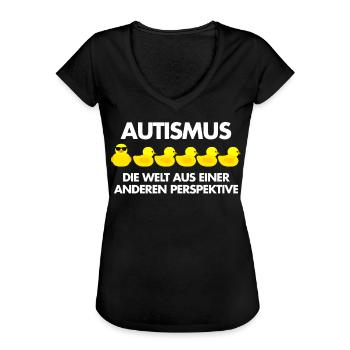 Autismus Autisten coole Ente - Frauen Vintage T-Shirt - Schwarz - Vorne - Danielle (179cm)