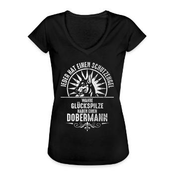 Dobermann - Frauen Vintage T-Shirt - Schwarz - Vorne - Danielle (179cm)