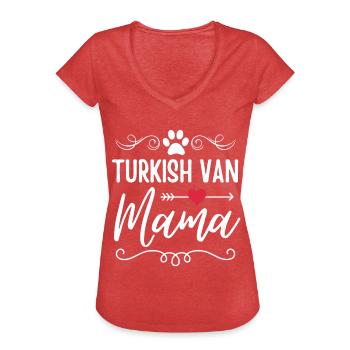 Turkish-Van Cat Mama - Women's Vintage T-Shirt - heather red - Front - Danielle (179cm)