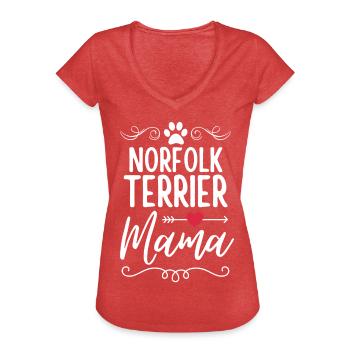 Norfolk Terrier Mama - Frauen Vintage T-Shirt - Rot meliert - Vorne - Danielle (179cm)