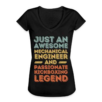 Maschinenbauingenieur Kickboxen retro - Frauen Vintage T-Shirt - Schwarz - Vorne - Danielle (179cm)