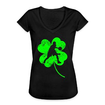 Basketball Trèfle de la Saint-Patrick - T-shirt vintage Femme - noir - Devant - Danielle (179cm)