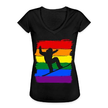 Snowboard LGBT Pride - T-shirt vintage Femme - noir - Devant - Danielle (179cm)