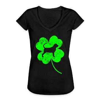 Limier de la Saint-Patrick Trèfle - T-shirt vintage Femme - noir - Devant - Danielle (179cm)