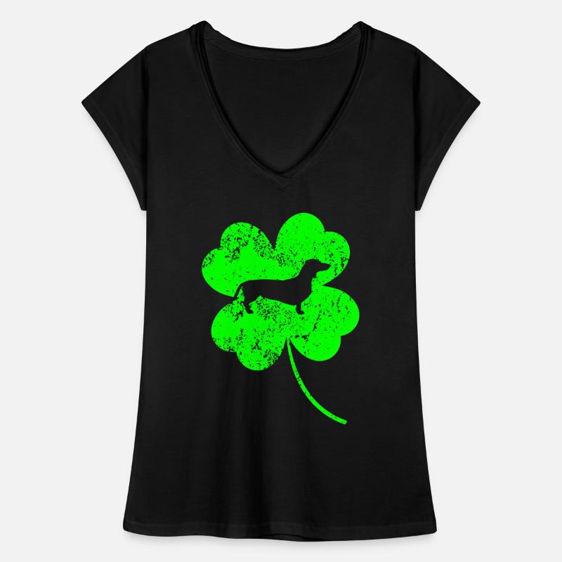 Teckel Saint-Patrick jour Trèfle T-shirt vintage Femme