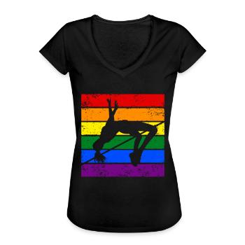 Saut en hauteur LGBTQ - T-shirt vintage Femme - noir - Devant - Danielle (179cm)