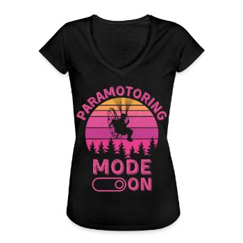 Motorschirm-Modus eingeschaltet - Frauen Vintage T-Shirt - Schwarz - Vorne - Danielle (179cm)