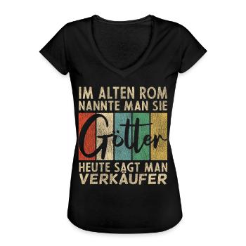 Lustige Verkäufer Sprüche - Frauen Vintage T-Shirt - Schwarz - Vorne - Danielle (179cm)