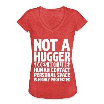 Pas un câlin, n’aime pas le contact humain 2 - T-shirt vintage Femme - rouge chiné - Devant - Danielle (179cm)