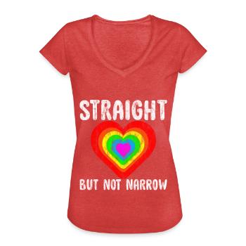 Droit mais pas étroit 2 - T-shirt vintage Femme - rouge chiné - Devant - Danielle (179cm)