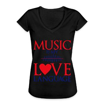 La musique est mon langage d’amour - T-shirt vintage Femme - noir - Devant - Danielle (179cm)