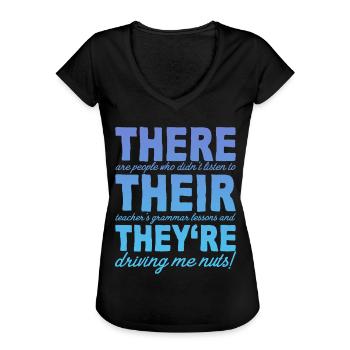 There Their They're 4 - Frauen Vintage T-Shirt - Schwarz - Vorne
