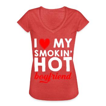 I Love My Smokin' Hot Boyfriend 2 - Frauen Vintage T-Shirt - Rot meliert - Vorne - Danielle (179cm)