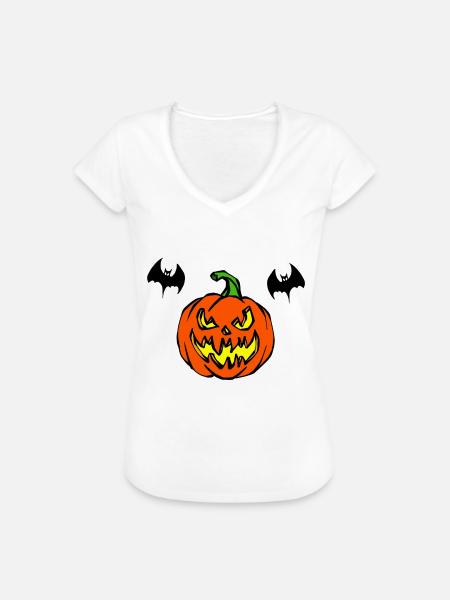 Citrouille et chauve souris halloween - T-shirt vintage Femme - noir